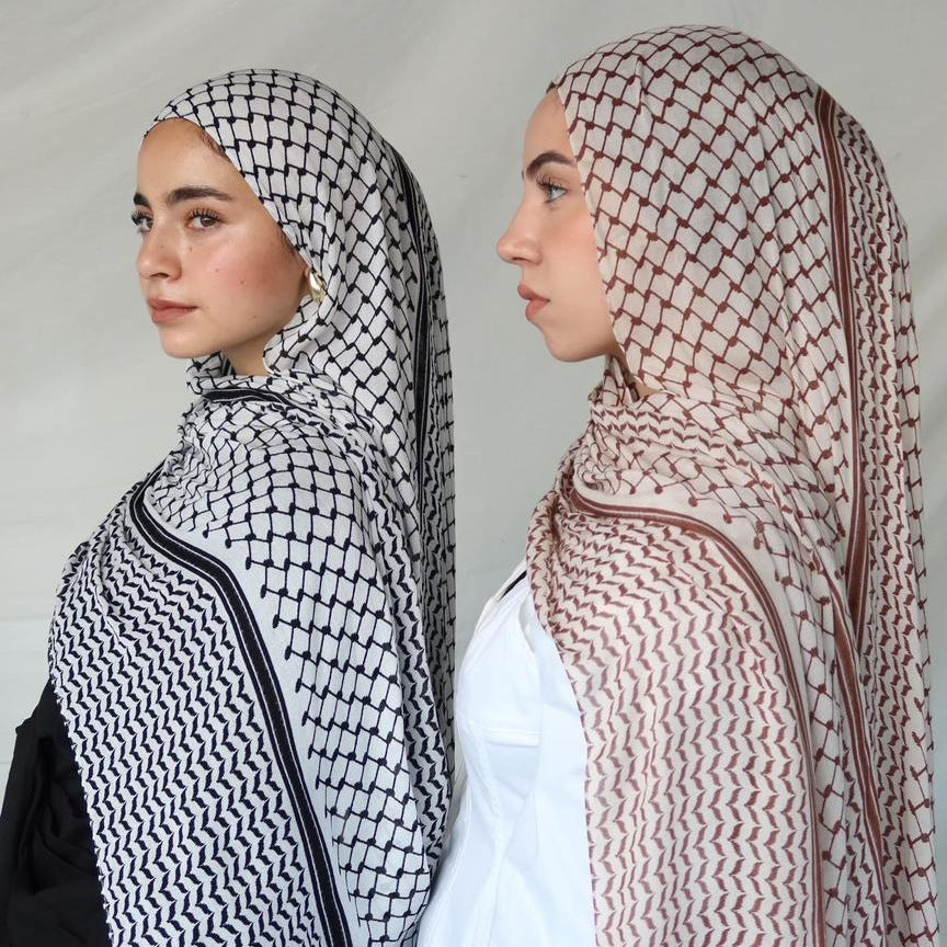 Hijab Keffieh en Mousseline Imprimée – Voile Léger Style Turc Élégant