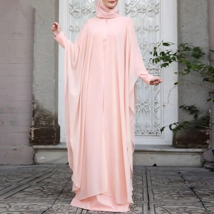Abaya Zanzea | Robe Fluide, 2 pièces En Mousseline Avec Manche Longue - élégante spéciale Ramadan & Aïd