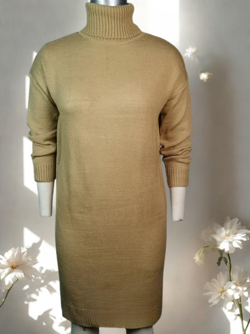Robe Pull "Nour" à Col Roulé – Tunique Élégance Douce & Chaleur Hivernale