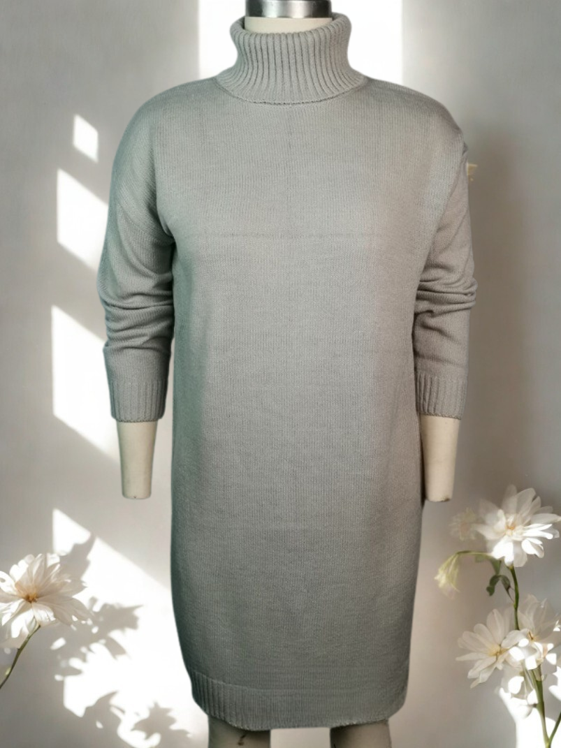 Robe Pull "Nour" à Col Roulé – Tunique Élégance Douce & Chaleur Hivernale