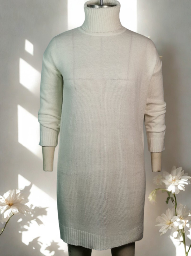 Robe Pull "Nour" à Col Roulé – Tunique Élégance Douce & Chaleur Hivernale