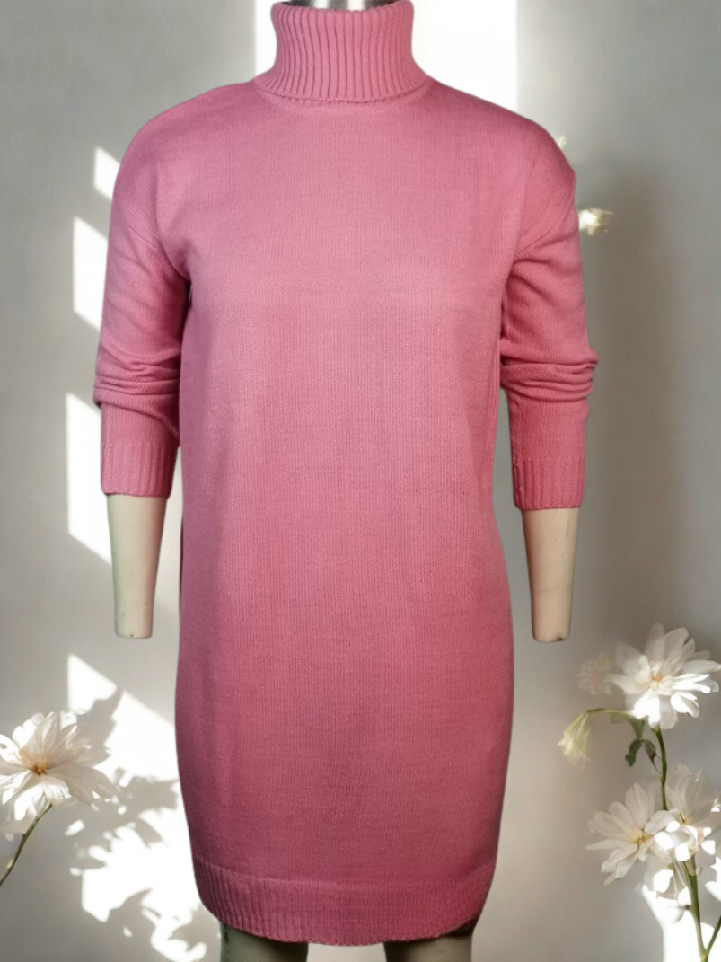 Robe Pull "Nour" à Col Roulé – Tunique Élégance Douce & Chaleur Hivernale
