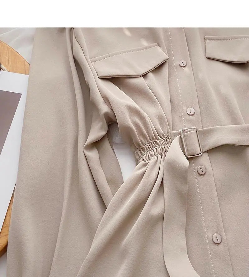 Chemise Alia –Mi-Longue Élégante avec Ceinture et Taille Élastique
