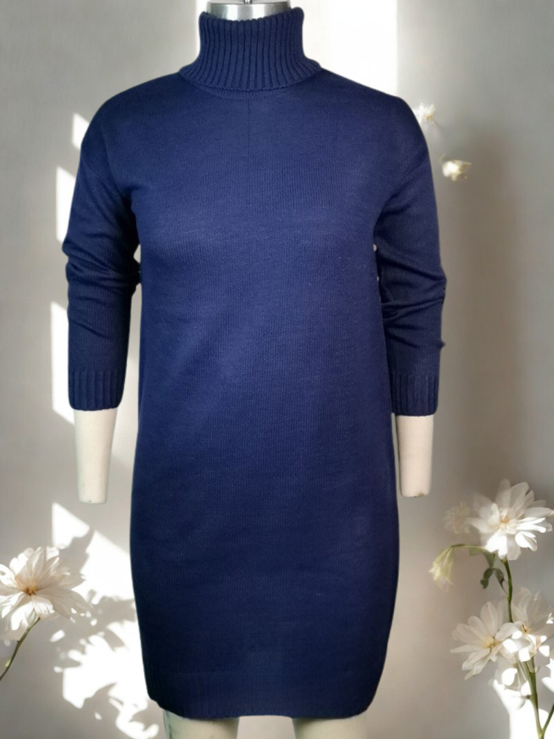 Robe Pull "Nour" à Col Roulé – Tunique Élégance Douce & Chaleur Hivernale