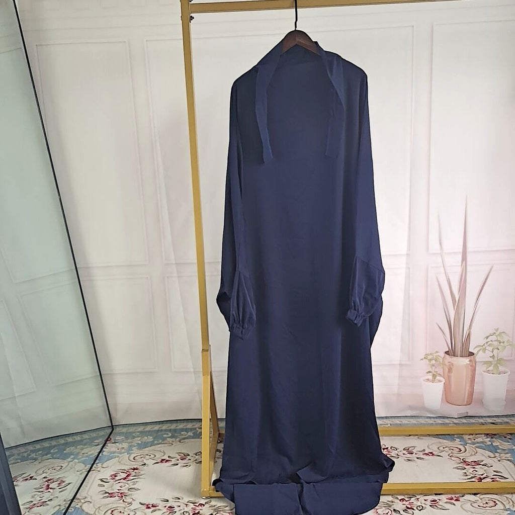 Jilbab de Prière Long Une Pièce – Coupe Ample, Manches Élastiques, Tissu Fluide
