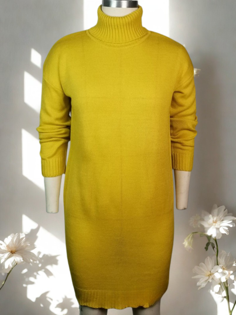 Robe Pull "Nour" à Col Roulé – Tunique Élégance Douce & Chaleur Hivernale