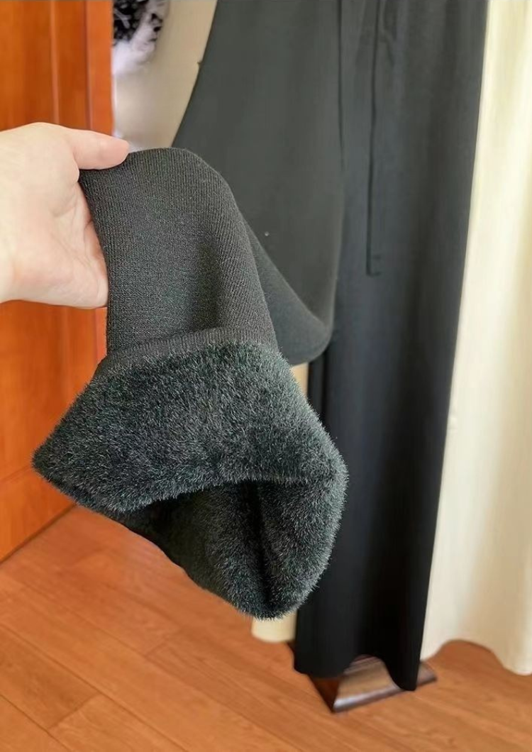 Pantalon Large Tricoté Doublé Polaire – Taille Haute Confort Hiver Canada