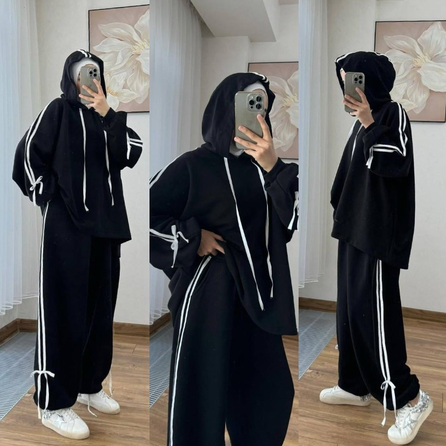 Ensemble de sport Lina | Survêtement Femme Wide Leg & Sweat à Capuche