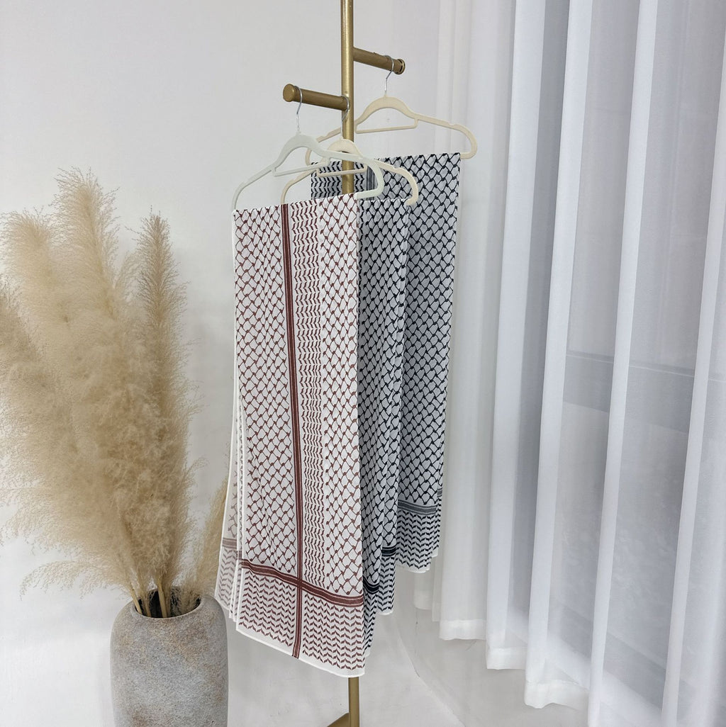 Hijab Keffieh en Mousseline Imprimée – Voile Léger Style Turc Élégant