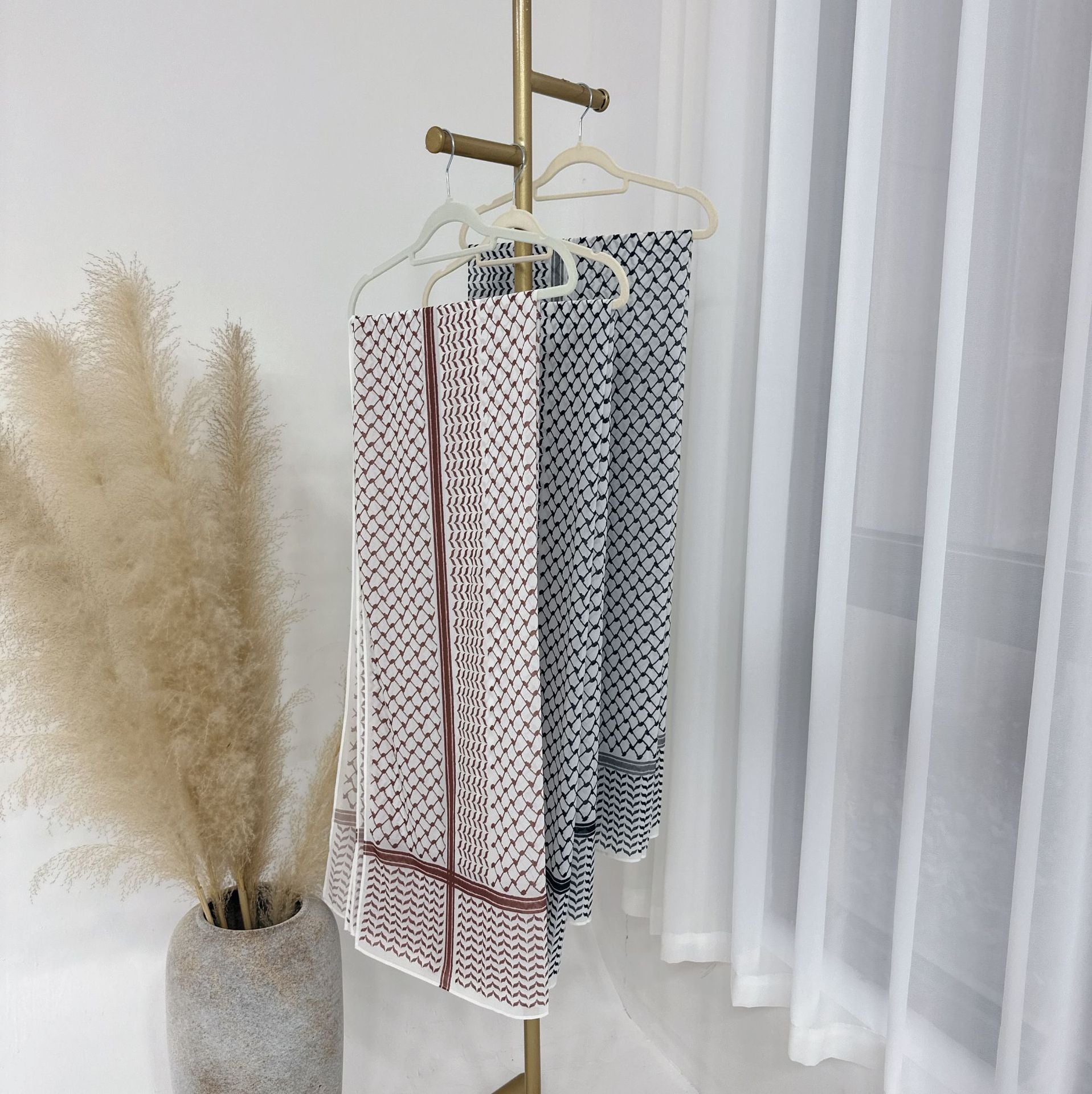 Hijab Keffieh en Mousseline Imprimée – Voile Léger Style Turc Élégant