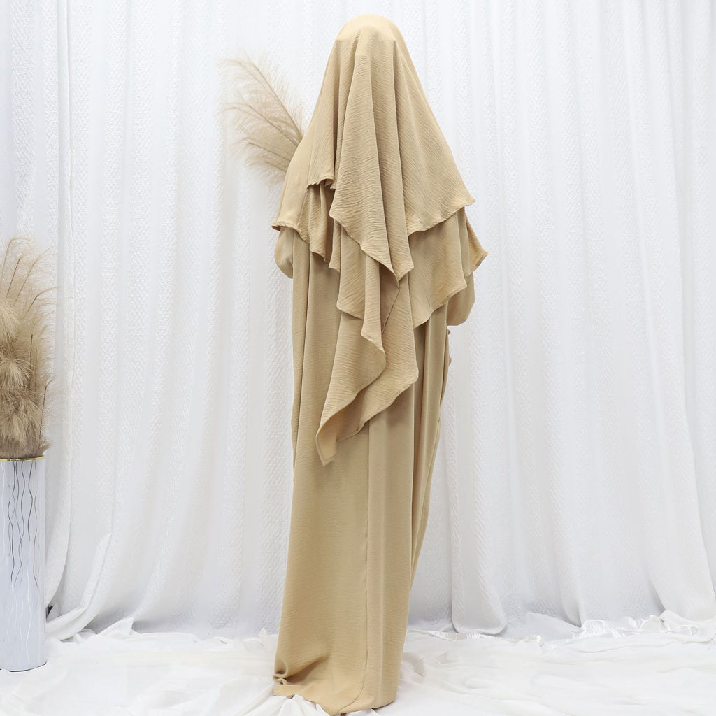 Ensemble de Prière Femme 2 Pièces – Abaya Longue & Khimar Intégré, Coupe Ample Modeste