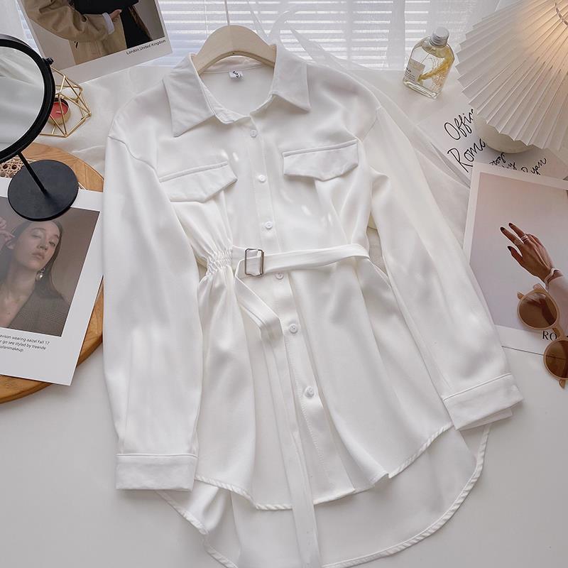 Chemise Alia –Mi-Longue Élégante avec Ceinture et Taille Élastique