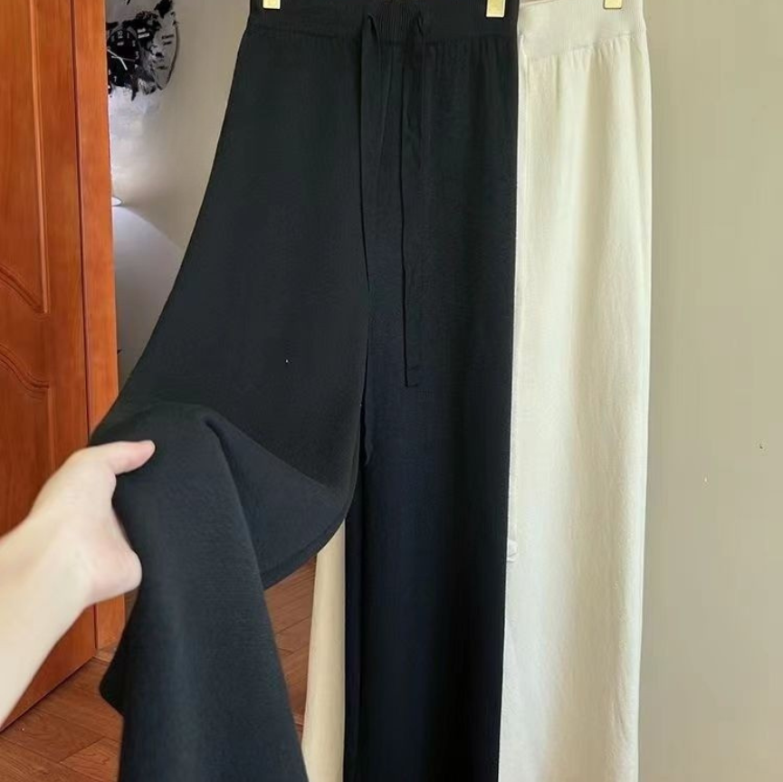 Pantalon Large Tricoté Doublé Polaire – Taille Haute Confort Hiver Canada