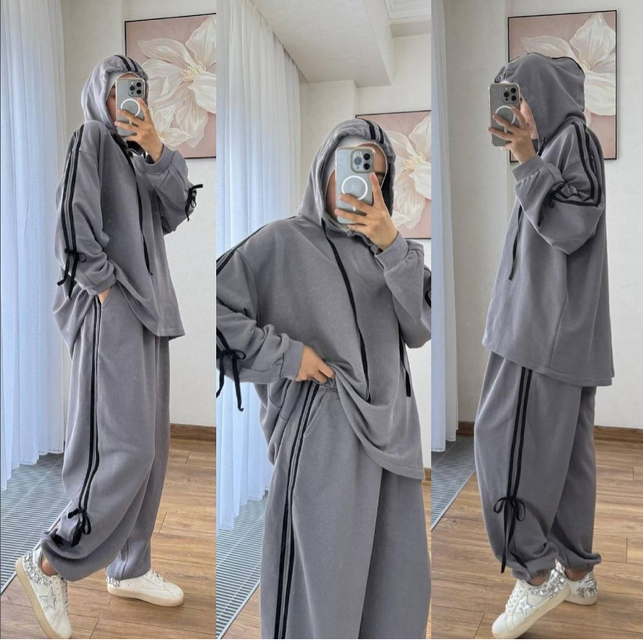 Ensemble de sport Lina | Survêtement Femme Wide Leg & Sweat à Capuche