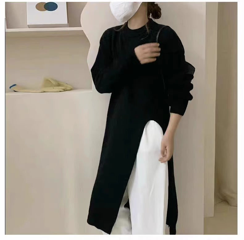 Robe Pull Alia Tricotée Longue à Fente – Style Décontracté Chic & Moderne