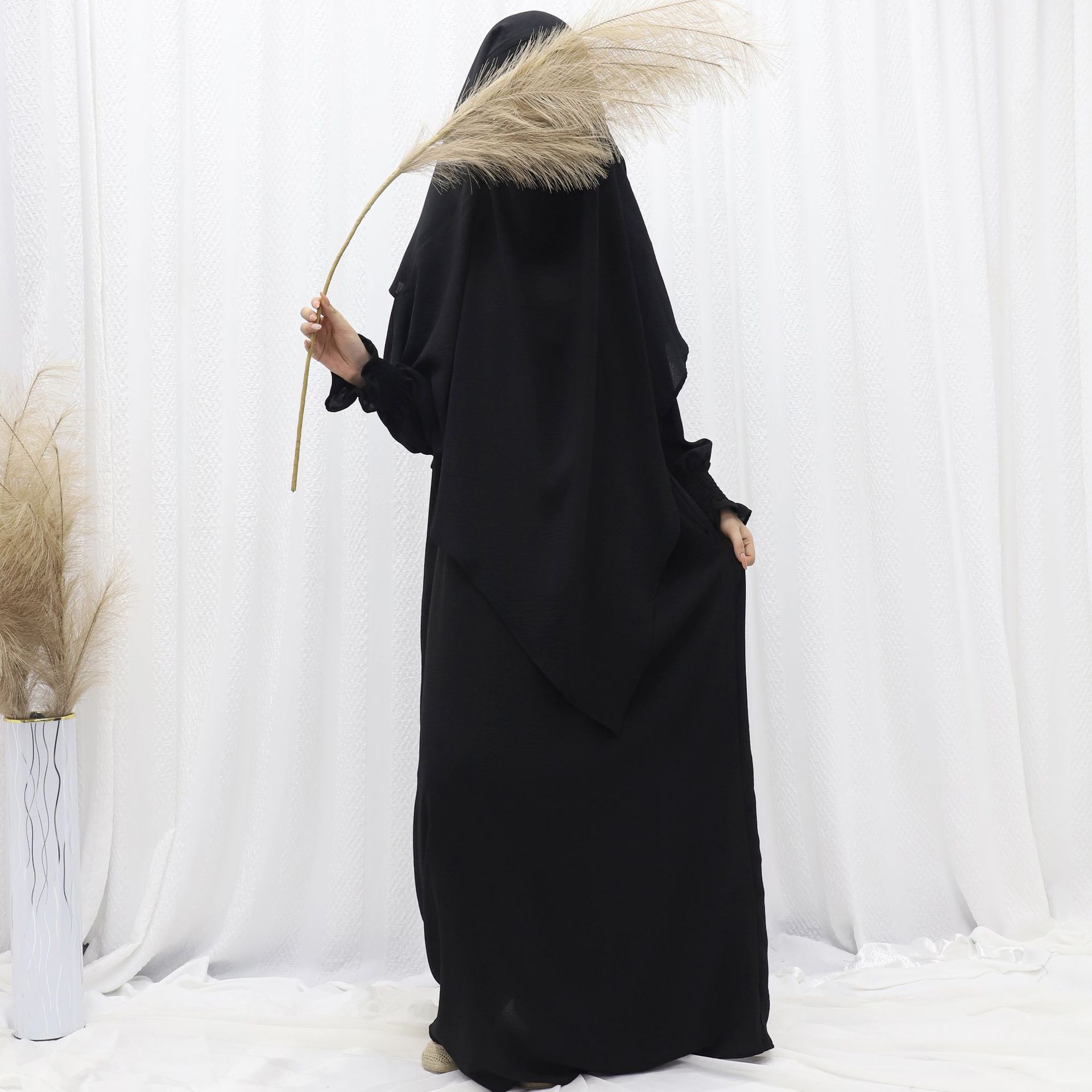 Ensemble de Prière Femme 2 Pièces – Abaya Longue & Khimar Intégré, Coupe Ample Modeste