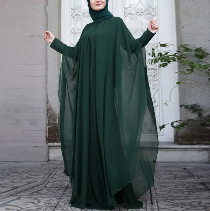 Abaya Zanzea | Robe Fluide, 2 pièces En Mousseline Avec Manche Longue - élégante spéciale Ramadan & Aïd