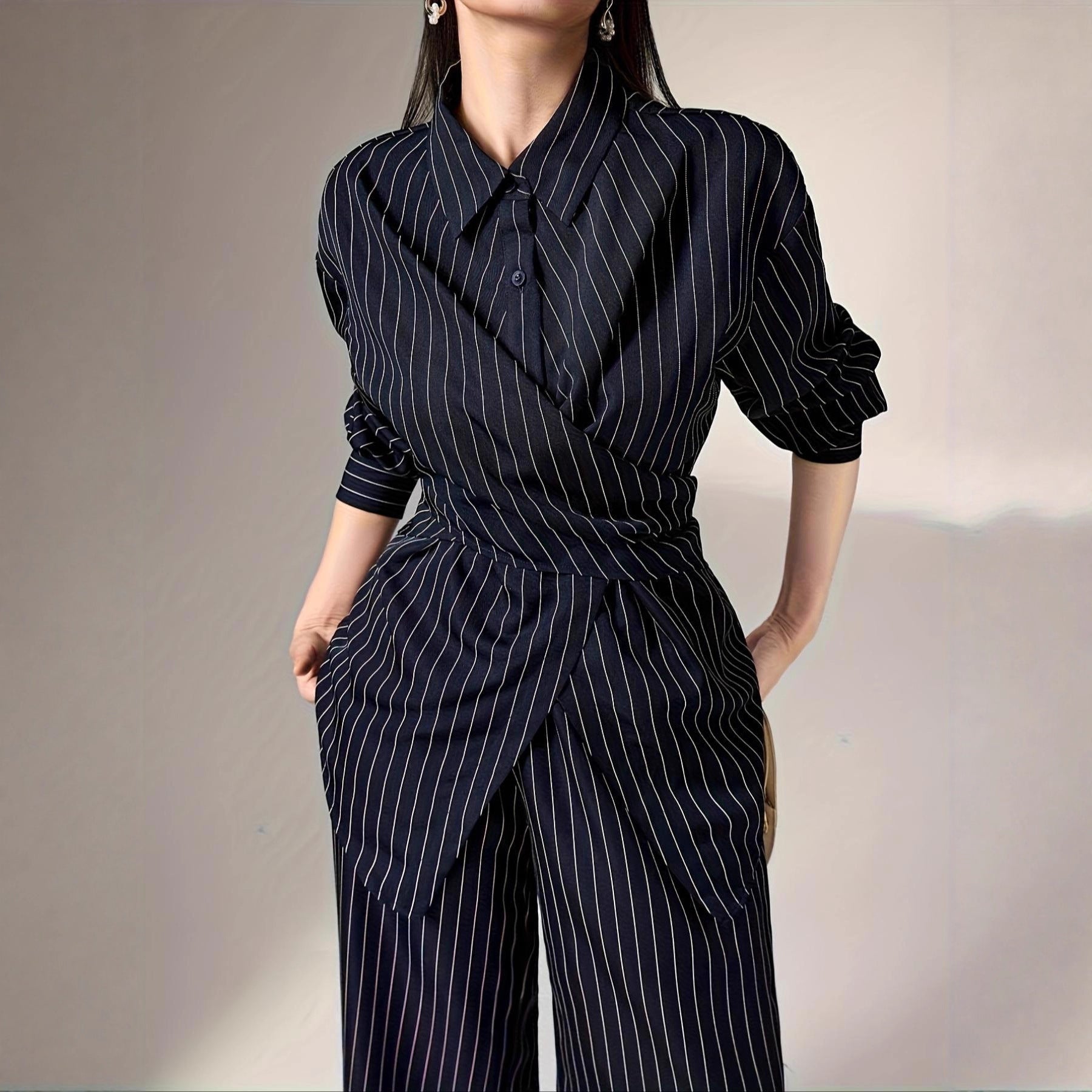 Ensemble Henné | Deux Pièces Vintage Coréen - Taille Cintrée et Enveloppante