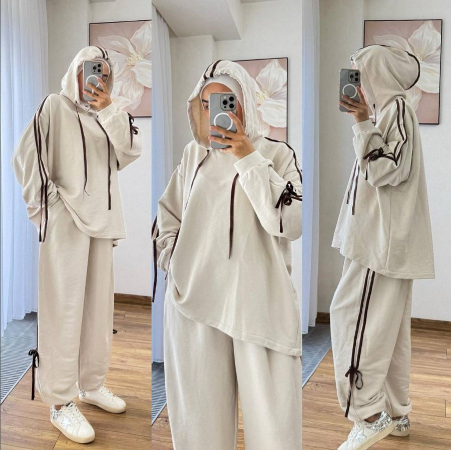 Ensemble de sport Lina | Survêtement Femme Wide Leg & Sweat à Capuche