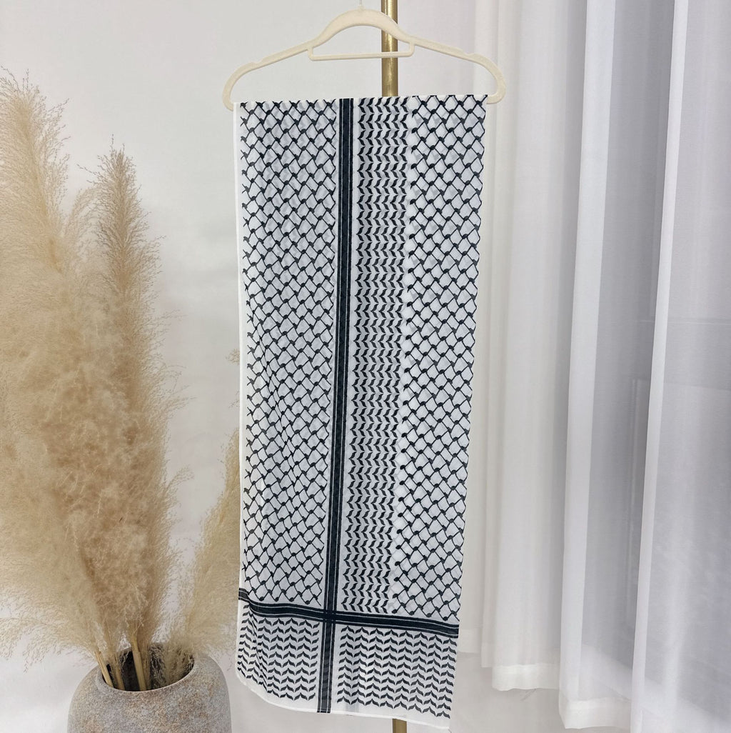 Hijab Keffieh en Mousseline Imprimée – Voile Léger Style Turc Élégant