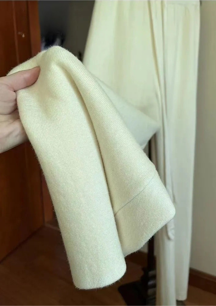 Pantalon Large Tricoté Doublé Polaire – Taille Haute Confort Hiver Canada