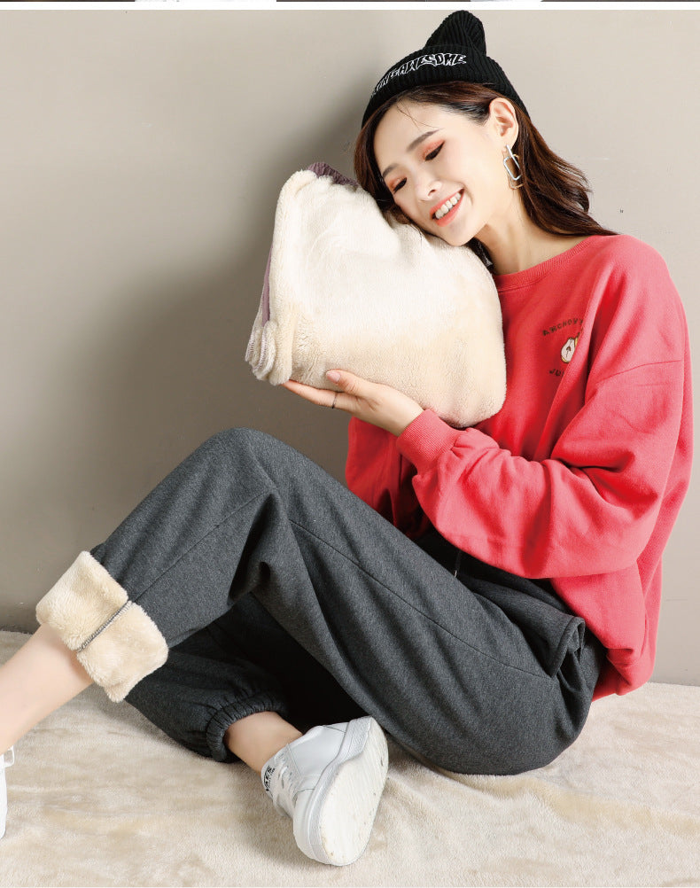 Pantalon Harem Femme Hiver – Ample et Chaud en Polaire d’Agneau