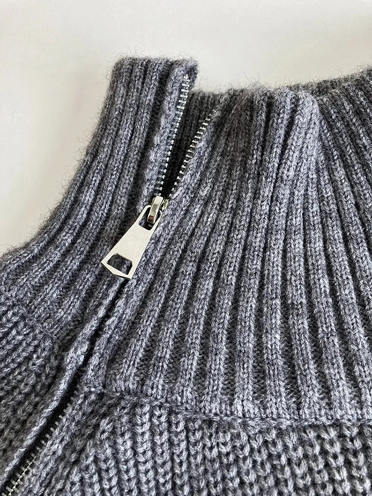 Pull Zinane | Zippé Over size – Col roulé chaud et élégant en maille épaisse