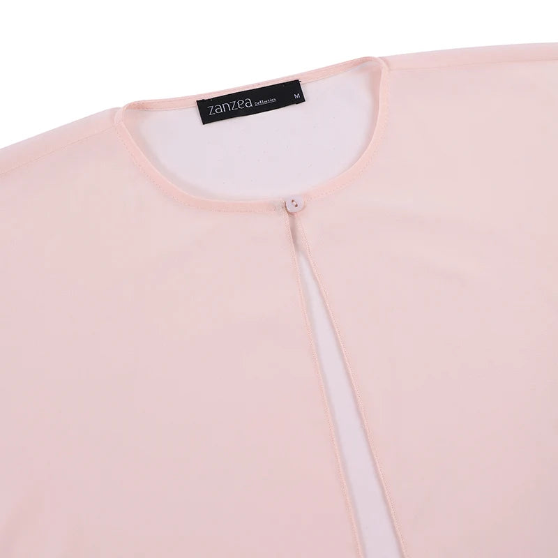 Abaya Zanzea | Robe Fluide, 2 pièces En Mousseline Avec Manche Longue - élégante spéciale Ramadan & Aïd