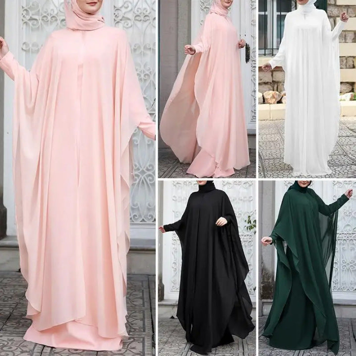 Abaya Zanzea | Robe Fluide, 2 pièces En Mousseline Avec Manche Longue - élégante spéciale Ramadan & Aïd