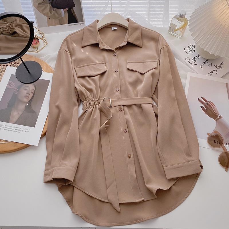 Chemise Alia –Mi-Longue Élégante avec Ceinture et Taille Élastique
