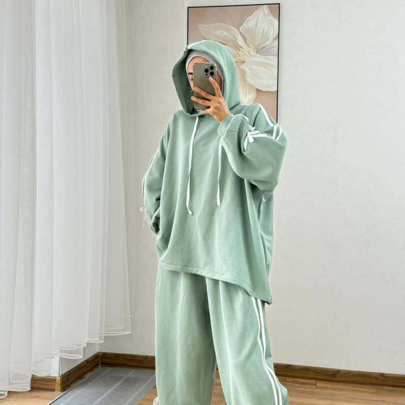 Ensemble de sport Lina | Survêtement Femme Wide Leg & Sweat à Capuche