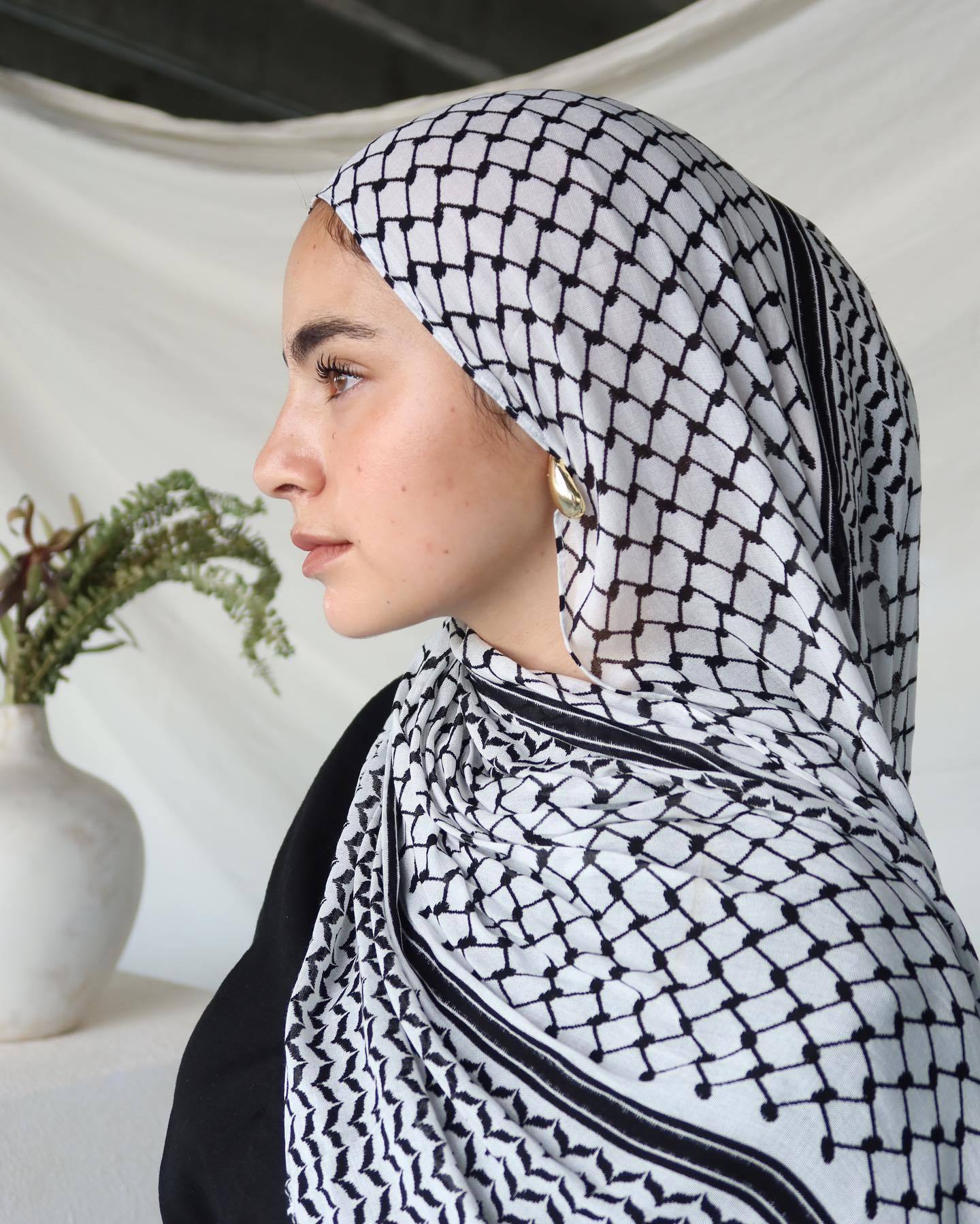Hijab Keffieh en Mousseline Imprimée – Voile Léger Style Turc Élégant