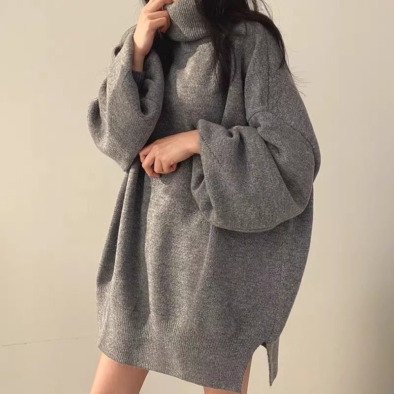 Pull Oversize Samira – Col Roulé Chaud et Élégant en Maille Douce