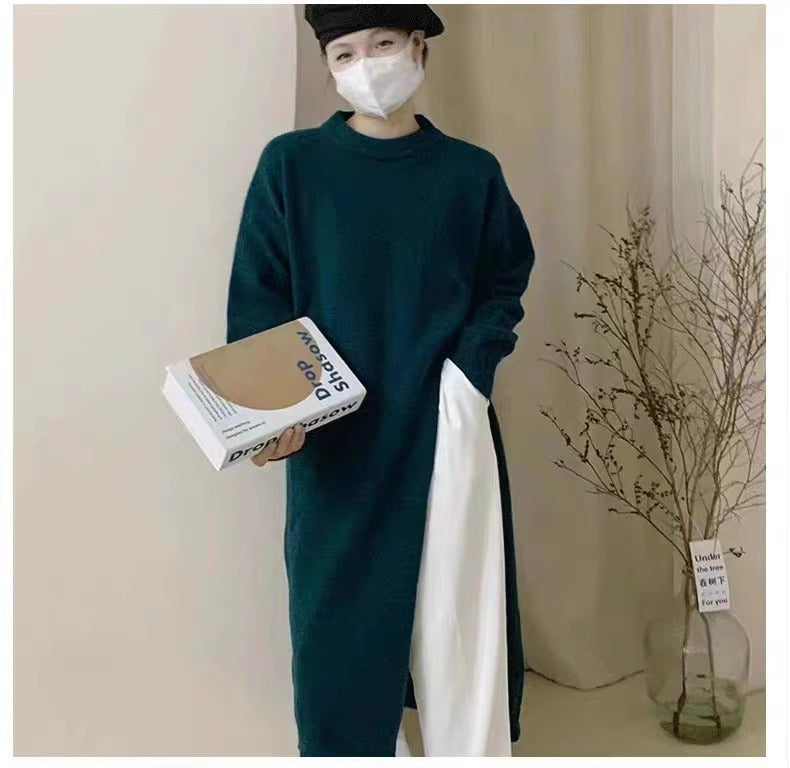 Robe Pull Alia Tricotée Longue à Fente – Style Décontracté Chic & Moderne