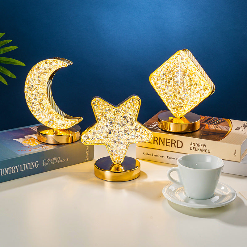 Lampe de Table LED Étoile & Lune Rechargeable – Design Luxe pour le Ramadan ou l'Aïd