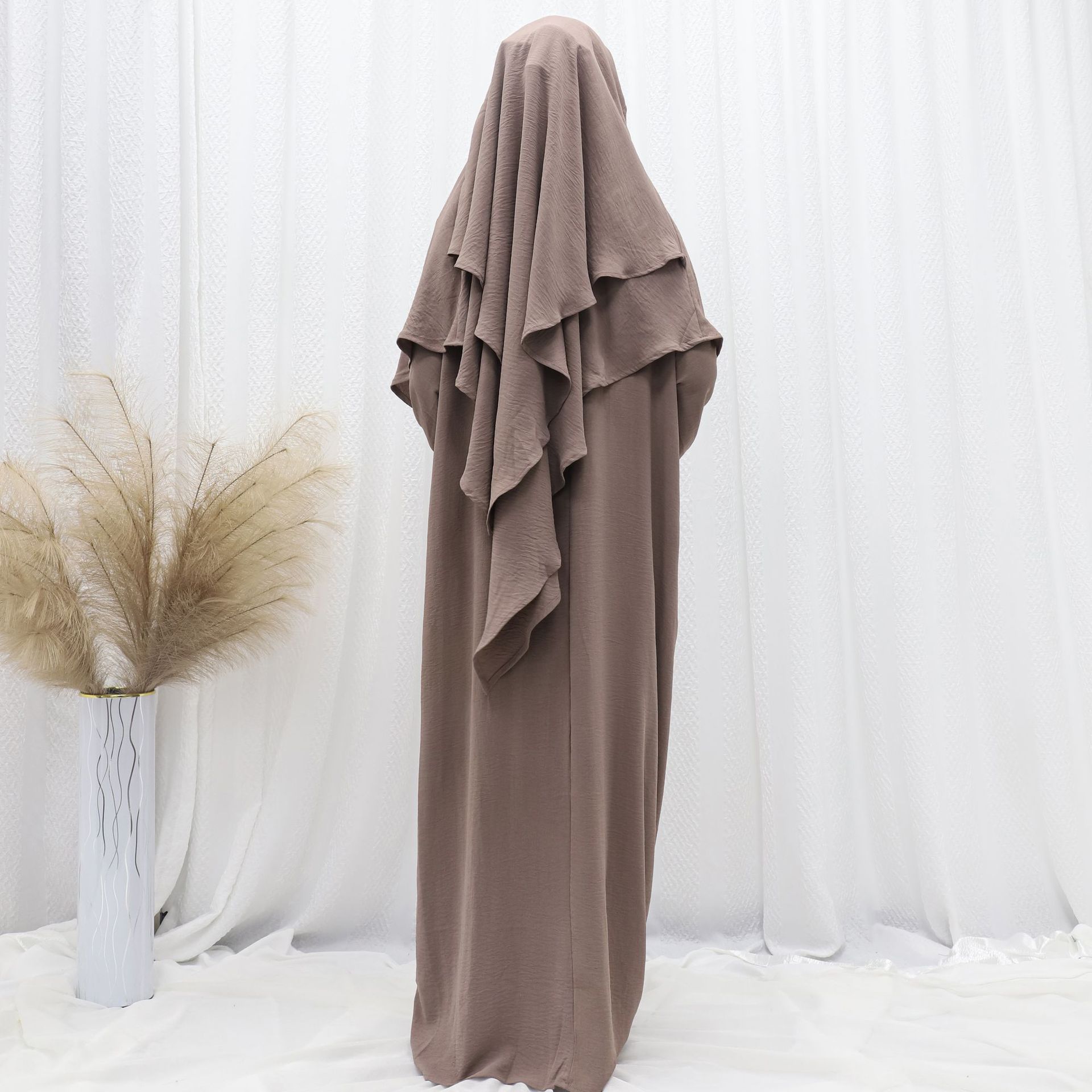 Ensemble de Prière Femme 2 Pièces – Abaya Longue & Khimar Intégré, Coupe Ample Modeste