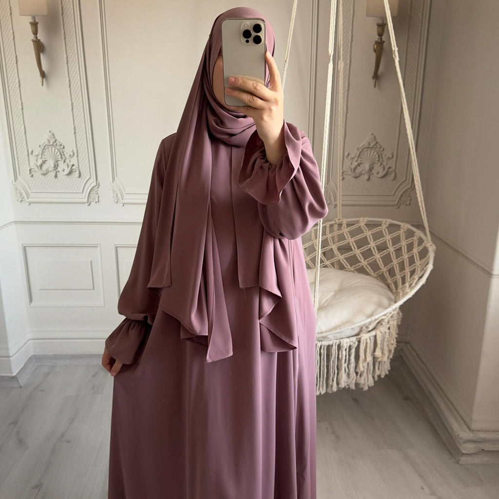 Jilbab de Prière Long Une Pièce avec Khimar Intégré – Idéal Ramadan & Usage Quotidien