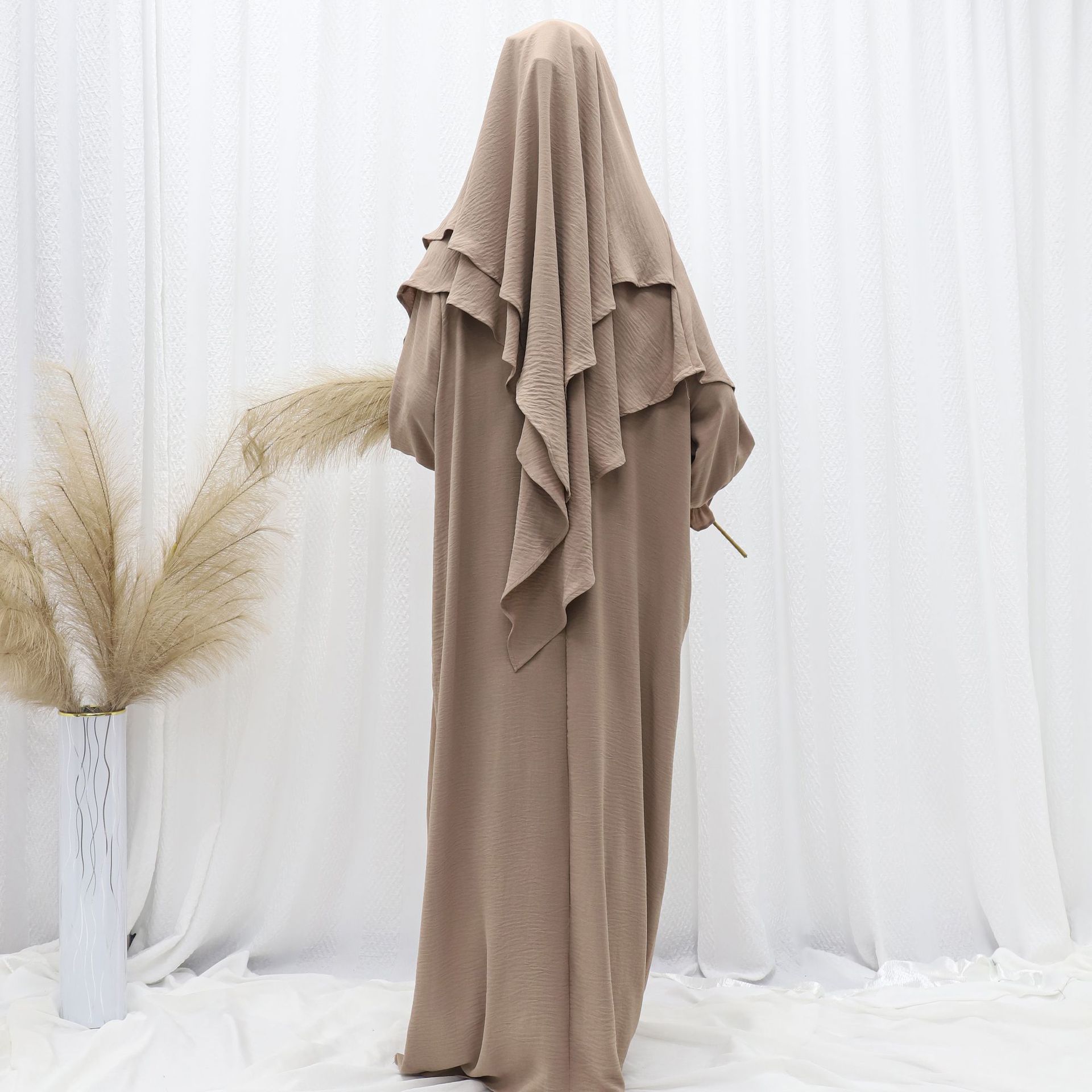 Ensemble de Prière Femme 2 Pièces – Abaya Longue & Khimar Intégré, Coupe Ample Modeste