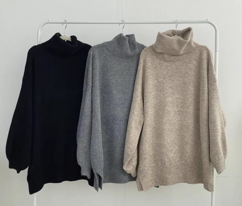 Pull Oversize Samira – Col Roulé Chaud et Élégant en Maille Douce
